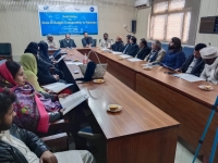 Mir Manzar, General Secretary CRG is explaining findings of CPDI report during media briefing in Jhelum