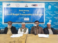 Mr. Nasim focal person Center for governance & public accountability  is sharing the report of state of budget transparency in Pakistan during the media briefing